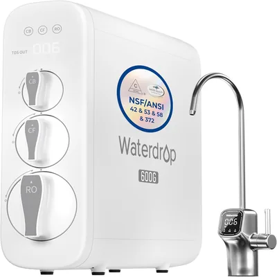Waterdrop G3P600 Tankless Reverse Osmosis System - removes 99%+ of PFAS, lead, fluoride, and all contaminants